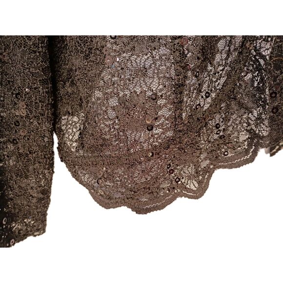 Black Lace Sequin Bolero Crop Jacket Size XL Wedding Special Event Classic Shrug - Picture 4 of 16